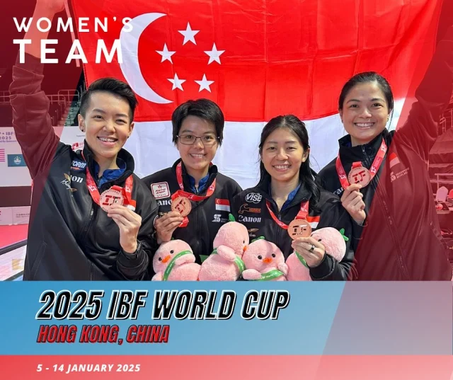 [2025 IBF World Cup]

🥉A team medal is more than just a victory—it’s a celebration of unity, trust, and shared determination. Congratulations to Shayna Ng, Cherie Tan, Bernice Lim, and Daphne Tan, for securing bronze in the Women’s Team!

📄 Men’s Team
Quarter Finals - Darren Ong, Jaris Goh, Jomond Chia, and Nu’man Syahmi

🔗 Click link in bio for tournament information!

#oneteamsg