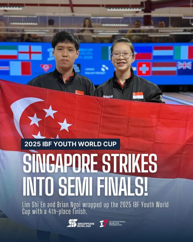 [2025 IBF Youth World Cup]

🇸🇬 Singapore takes 4th place.

 In the Women’s Quarter Finals, Lim Shi En delivered a stellar performance, taking down 2024 IBF Youth World Cup bronze medallist Sara Duque of Colombia with a clean 2-0 sweep to storm into the Semi Finals! 💥🇸🇬

There, she faced a fierce challenge against the defending champion Elena Weinstok, where despite her best efforts, Shi En fell 0-2 in the high-stakes match.

Fighting for bronze, Shi En went head-to-head with Denmark’s powerful lefty Karen Nielsen. She battled hard, but narrowly missed the podium — falling 2-0, with the second game decided by just one pin.

In the Men’s Quarter Finals, Brian Ngoi went up against Australia’s Blake Walsh and powered through with a 2-0 sweep to advance into the Semi Finals! 💥🇸🇬

There, he faced off against Ondrej Prekop from the Czech Republic in a thrilling battle. Brian put up a strong fight and even rolled a PERFECT GAME in his second match! 🎯🔥 But despite the epic moment, he was narrowly edged out 2-1, moving him into the bronze medal match.

In the fight for bronze, Brian took on Finland’s Luukas Vaananen. He fought hard till the very end, but was defeated 2-0, with a heartbreaking two-pin difference in the second match. 💔

What an unforgettable performance from Brian and Shi En — a perfect game and a world-class fight on the lanes!

🔗 Click link in bio for tournament information!

#oneteamsg #ibf #youthworld