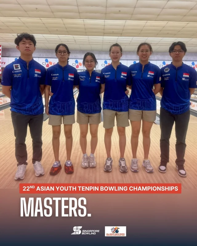 [22nd Asian Youth Tenpin Bowling Championships]

They’ve made it to the Top 16 All Events… now
it’s time for the final battle: MASTERS!🎳

🔥 Our bowlers are ready to give it their all! Getting here took heart, hustle, and a whole lot of team spirit. No one gets to the Masters alone, it’s the result of every cheer, every push, and every moment of backing each other up. 💪

Let’s finish strong, Team SG, together, all the way! 🇸🇬❤️🤍

🔗 Click link in bio for tournament information.

#oneteamsg #ayc