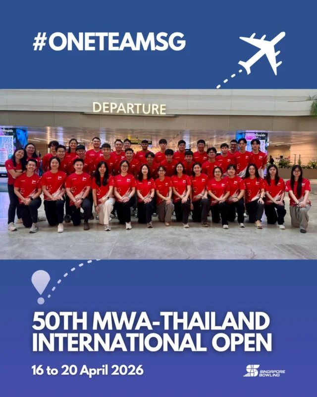 [2026 Thailand International Open] 

Off to Bangkok! ✈️🇹🇭

Wishing Team Singapore smooth travels, steady hands, and nothing but strikes on the lanes. 🙌👀

May every frame fall your way, scores stay high, and the grind show through! 💪

Click link in bio for tournament information!

#oneteamsg #singapore #bowling
