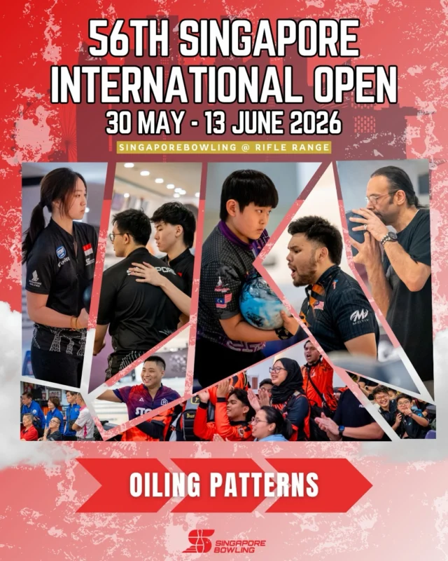 [56th Singapore International Open 2026]

The 56SIO2026 oiling patterns are out!

Patterns will be laid down at SingaporeBowling @ Rifle Range from Monday, 4 May 2026 to Friday, 29 May 2026 , according to the attached schedule.

🔔 For reservations, please call SingaporeBowling @ Rifle Range at 6850 0300 , before heading down.

🔗 Visit the link in our bio for more information.