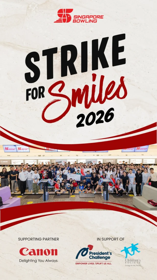 A recap of Strike for Smiles 2026, proving that sport has the power to create lasting impact beyond the lanes.

Together, we achieved so much:
- Strengthened our long-standing partnership between Singapore Bowling Federation and Canon Singapore (@canonsingapore)
- Witnessed our National Bowlers giving back to the community by spending the day interacting, bowling, and creating special memories with the children.
- Welcomed 80 children from the Singapore Children’s Society to experience the joy of bowling alongside our generous donors and supporters.
- Raised an incredible $41,670 in support of the President’s Challenge and the Singapore Children’s Society - the highest amount raised since Strike for Smiles began three years ago.

To everyone who donated, volunteered, participated, and supported this event - thank you for being part of something bigger than bowling. Together, we’ve shown that every strike can create a smile, and every smile can make a difference.

Until next year! ❤️